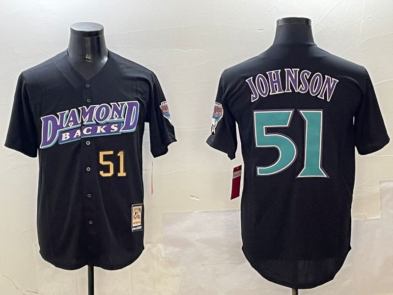 Men Arizona Diamondback #51 Johnson Black Throwback Game 2025 Nike MLB Jersey style 3
